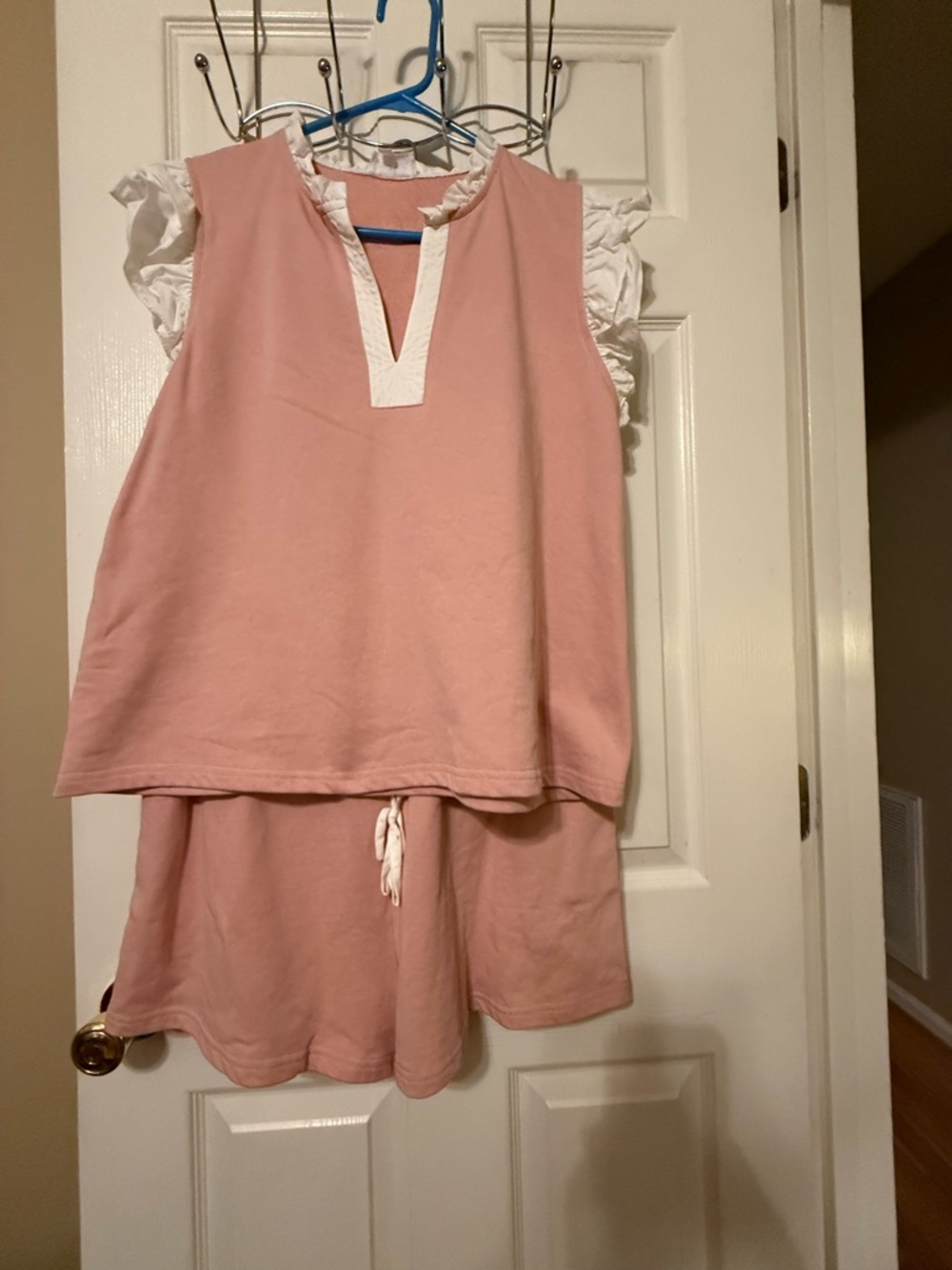 Women's Pink Two-Piece Shorts Set - Soft Lounge Top & Shorts